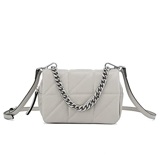 zency Bolsa feminina moderna macia de couro genuíno bolsa de ombro elegante bolsa tiracolo feminina, Bege, 20cm×7cm×11cm