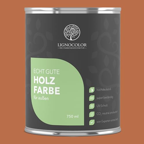 Lignocolor Holzfarbe Außen matt | wetterfeste Farbe für den Außenbereich (Indian Summer matt, 750ml) | hochdeckend & hochbeständig Lignocolor Holzfarbe Außen matt | wetterfeste Farbe für den Außenbereich (Indian Summer matt, 750ml) | hochdeckend & hochbeständig