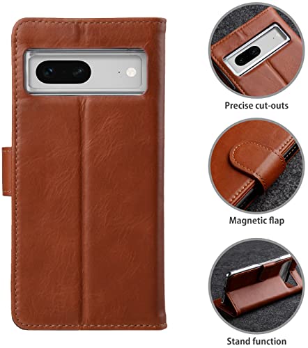 Coque Google Pixel 7 STILGUT en cuir véritable cognac avec support pour protéger votre smartphone - 2