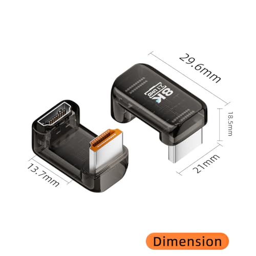 Adaptador HDMI 2.1 macho a hembra en U angulado miniatura 2