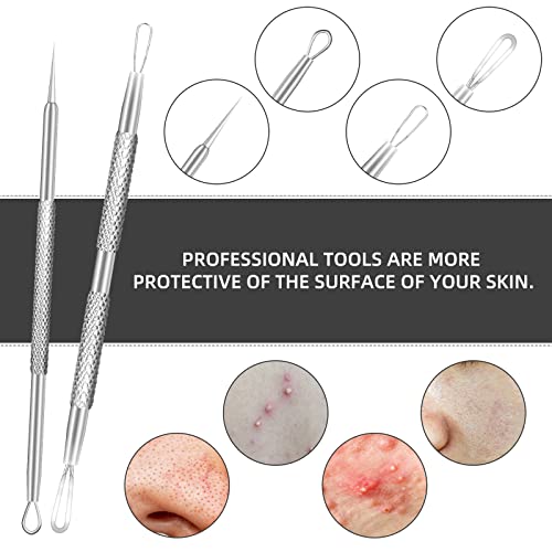 Blackhead Remover Tools,2022 Newest 2 Pcs Acne Needles,Gery Whitehead Removal Tools,Pimple Popper Tool Kit, Acne Extractor Device, Professional Stainless Pimple Acne Blemish Removal Tools #TOP6