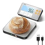 Separate Digital Kitchen Scale, [15kg/1g] Diyife Rechargeable Magnetic Weighing Scales Kitchen, 4 High Precision Sensors Food Scale with Stainless Steel Platform, Tare, Fit for Baking, Coffee, Cooking