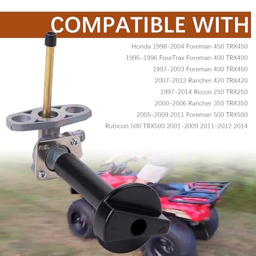 Image of Fuel Valve Petcock with Lever Screw Compatible with Honda Recon 250 TRX250 TE /TM Rancher 350 420 Foreman 400 Foreman 450 FourTrax Foreman Rubicon 500 TRX350 400 420 500 16950-HN7-003 16963-HM8-000ZA