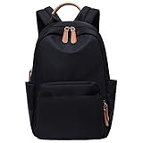G-KAKO 2層構造 14ポケット リュック レディース メンズ A4 大容量 PCリュック 通学 通勤 大人 おしゃれ 防水 軽量 ナイロン 背面ファスナー 外出 アウトドア 男女兼用 リュックサック バックパック マザーズリュック ブラック