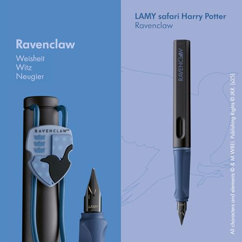Lamy safari Harry Potter Ravenclaw™ Füller – Special Edition Füllhalter mit Wappen des Hauses - Stahlfeder in Strichbreite M – mit ergonomischen Griff – inkl. Tintenpatrone T10 blau – Rechtshänder