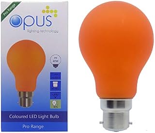 Opus 4 watt GLS LED BC B22 Bayonet Cap Orange Light Bulb