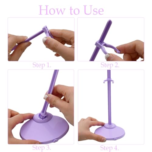 Image of 10 PCS Action Figure Holder Display Stands, Acrylic Stands for Model with Adjustable Waist Clip, Plastic Holder Stand for 11 to 13 Inch Figure Accessories (Purple)