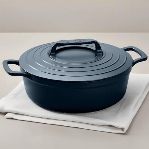 Image of Ember Cookware Pre-Seasoned Cast Iron Casserole 26 cm | Induction Cookware | 10-Year Warranty | Cast Iron Kadhai | Dutch Oven | Biryani Pot Heavy Bottom | PFAS & PFOA Free | Cooking Pot | Blue