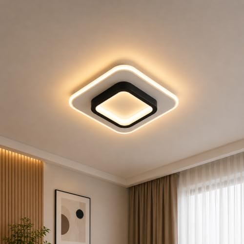 Image of 40w LED Ceiling Light from Acrylic Flush Mount Lamp for Living Room, Bedroom, Kitchen & Office. Modes : Warm, Cool & Natural White (Square)