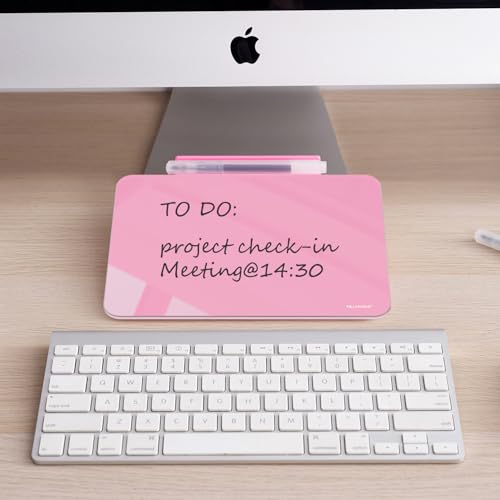 Image of TSJ OFFICE Small Desktop Whiteboard - Glass Dry Erase Board 8 X 6 Inches Tabletop Easel Whiteboard with Stand, Desk Board Buddy for Artist, Teacher and Student