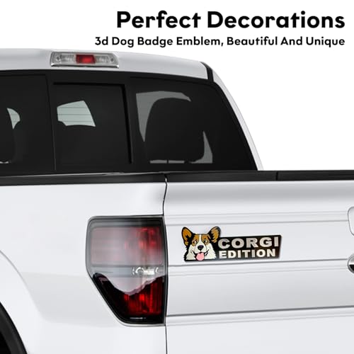 Image of Dog Edition 3D Car Badge, Laser Cutting Metal Emblem, Cute Dogs Decals (Corgi)