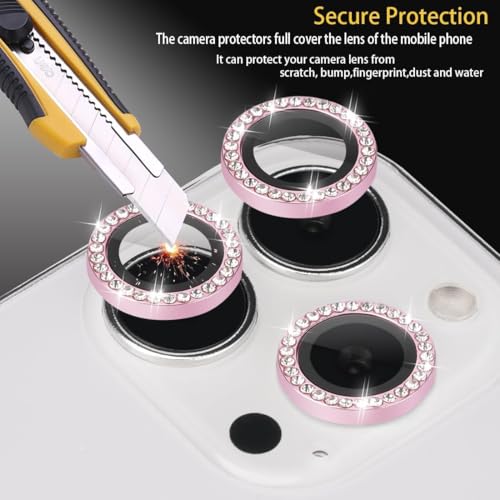 Image of Diamond Mobile Camera Lens Protector Compatible for iPhone 16 Pro & iPhone 16 Pro Max Pink