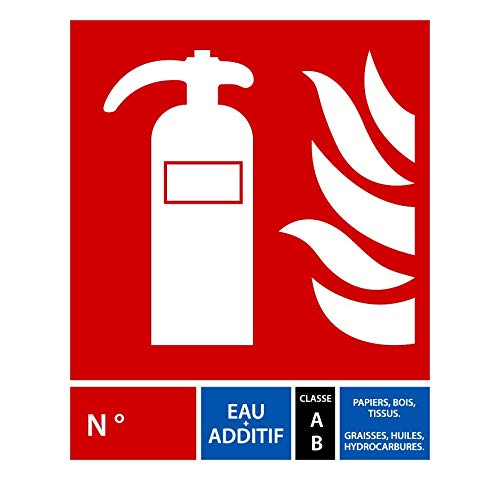 Panneau PVC 5mm 15x20cm Extincteur Eau + Additif Incendie