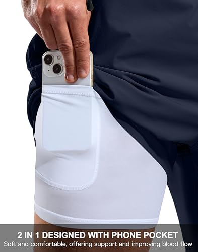 Image of G Gradual Mens Swim Trunks with Compression Liner 7 inch /9'' Quick Dry Board Shorts Swimsuit Bathing Suit for Men Zipper Pockets