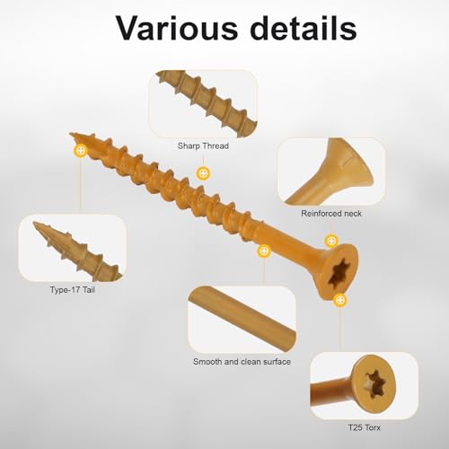 Bobibbi #8 X 2’ 5LB Deck Screws #8 X 2’’, T25 Star Torx Drive Flat Head Wood Screws thumb #1
