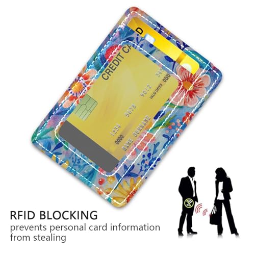 Boho Style Colorful Bloom leather women's slim wallet With Cash Slot RFID Blocking wallet for cards for Men and Women3