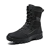 LZQpearl Stivali Militari Uomo, Stivali Tattici Combattimento Alti, Scarpe Stringate Tutti I Terreni Per Escursionismo, Caccia, Campeggio, Fuoristrada, Passeggiate (45 (UK9),Blcak)