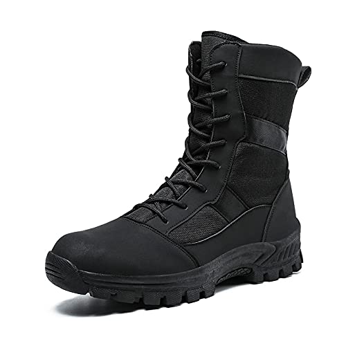 LZQpearl Herren Wanderstiefel, Military Stiefel, High-Top Tactical Kampfstiefel, Ultraleichte Schnürschuhe Für Alle Gelände, Outdoor Boots Zum Wandern, Jagen, Arbeiten, Armee (Blcak,39 (UK6)) Cover