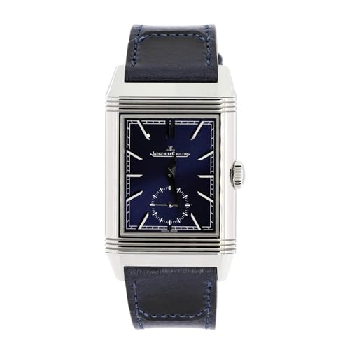 Pre-Loved Reverso Tribute Duoface Small Seconds Manual Watch Stainless Steel and Leather 28, Blue