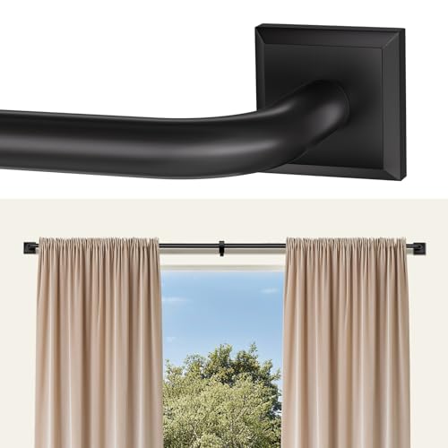 Room Darkening Curtain Rods for Windows 28 to 48Inches?2.33-4Ft?, Wrap Around Blackout Curtain Rods, Adjustable Heavy Duty Drapery Rods,Black