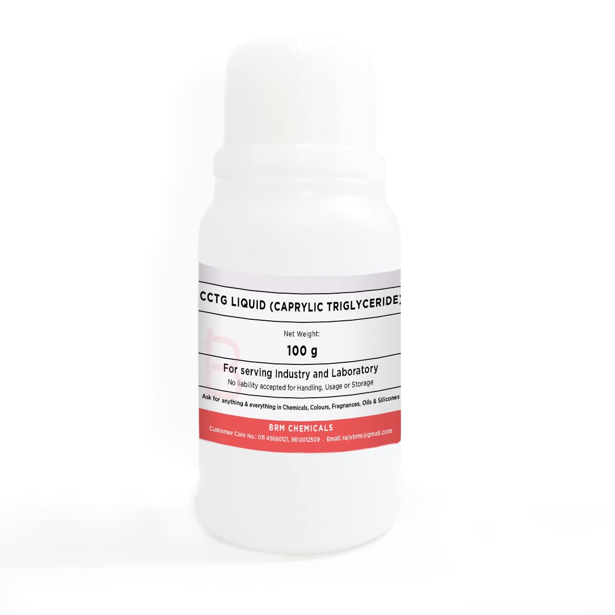BRM Chemicals CCTG Liquid Caprylic Triglyceride- 100 Grams For Soap Making, Shampoo Making, Cosmetic Making & DIY Personal Care For Face, Hair, Skin & Body