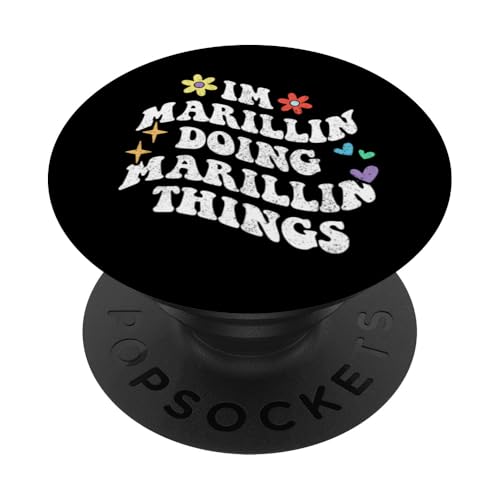 Retro Groovy Im Marillin Doing Marillin Things Funny PopSockets Adhesive PopGrip