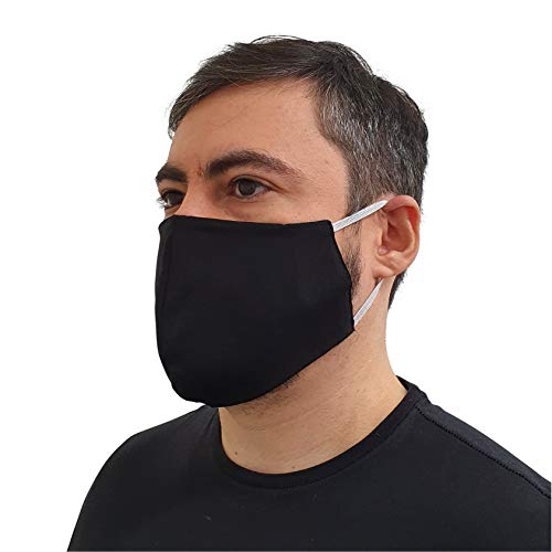 KIT 5 Máscaras dupla face 100% algodão 80 lavagens - Preta