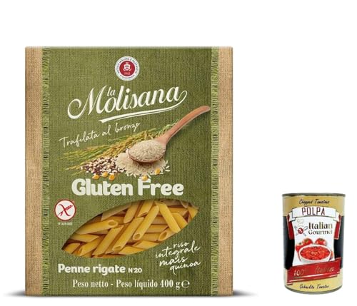 Penne Rigate Sans Gluten au riz complet maïs quinoa et Polpa pour pâtes italiennes
