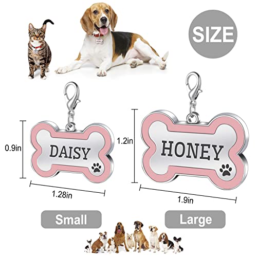 Jatebi Pet Id Tags,Personalized Dog Tags And Cat Tags,Engraved Both Sides Bone Shape Collar Pendant Custom Pet Supplies Engrave Name Number Gift For Cats Puppies Tags(S Pink) #TOP3