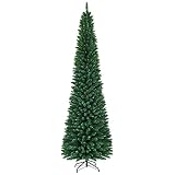 DREAMADE 9ft Artificial Pencil Christmas Tree, Unlit Slim Xmas Pine Tree w/ 1500 PVC Branch Tips, Me