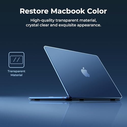 Image of EooCoo Hard Shell Case Compatible for Apple MacBook Air 13 inch M5 2026 2025 2024 2022 M4 M3 M2, A3449 A3240 A3113 A2681, Mac 13.6 inch Laptop Case Cover&Keyboard Skin Cover&Screen Protector-Midnight Blue