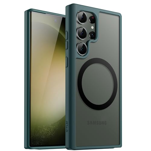 JETech Magnetic Case for Samsung Galaxy S23 Ultra 5G 6.8-Inch Compatible with MagSafe Translucent Matte Back Shockproof Phone Cover (Midnight Green)