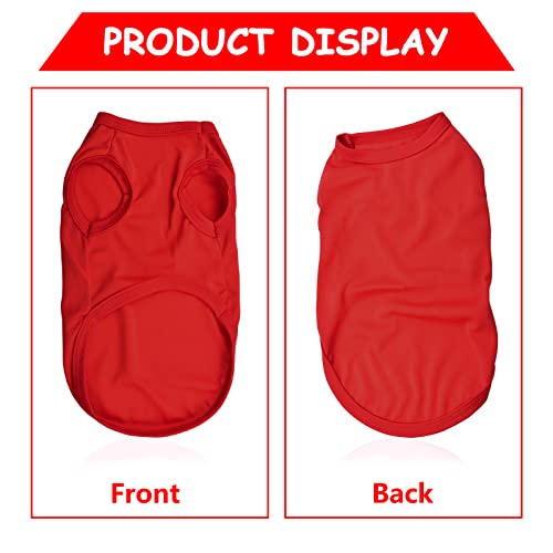 HACRAHO Red Dog & Cat Shirt, 6 PCS Breathable Cotton L Size, Small & Medium Dogs & Cats, Blank Design, Summer - Image 4