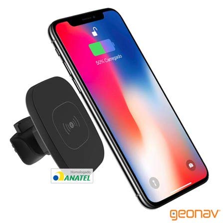 Carregador Veicular sem fio por Indução com Suporte Magnético, 5Watts, Qi, Preto, CV5WQI, Geonav