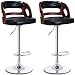 HuanAi 2 Pcs Sillas Giratorias Bar Taburetes Altos Ajustables Oficina y Ocio, Respaldo Madera Maciza y Asiento Cuero PU, Altura Asiento 54-74 cm
