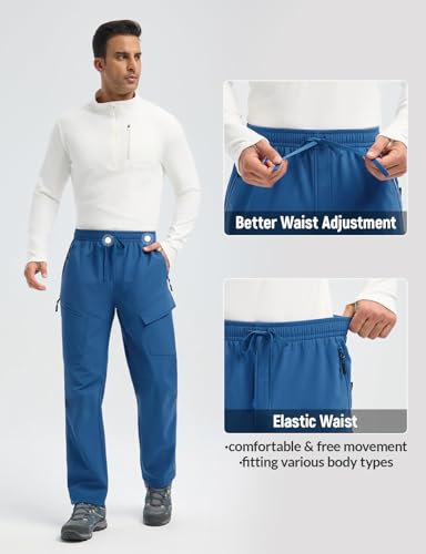 baleaf Men's Fleece Lined Hiking Cargo Pants Softshell Water Resistant Snow Thermal Pants Winter Insulate with Zipper Pocket3
