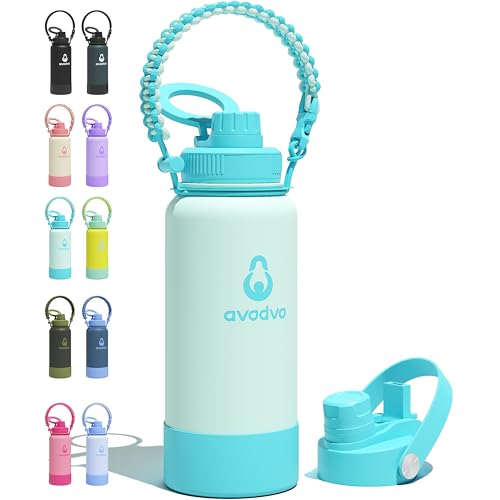 avodvo 32 oz Insulated Water Bottle with 2 Lids (2-in-1 Straw & Spout Lid, Magnetic Lid), Slim Water Bottle with Strap, Stainless Steel Water Bottle for Hiking, Gym, Travel, BPA-Free, Green avodvo 32 oz Insulated Water Bottle with 2 Lids (2-in-1 Straw & Spout Lid, Magnetic Lid), Slim Water Bottle with Strap, Stainless Steel Water Bottle for Hiking, Gym, Travel, BPA-Free, Green
