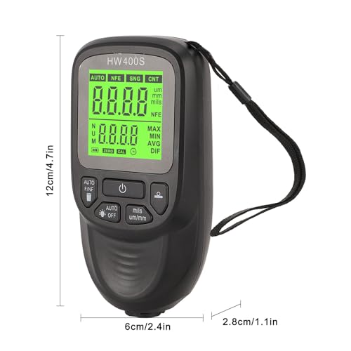 Medidor de Espesor de Pintura, Calibrador Profesional de Recubrimientos, con 3 Unidades de Medida (μm, mm, mils), ABS, Alta Precisión para Automoción, con Alarma de Límite (Rojo) (Negro) miniatura 4