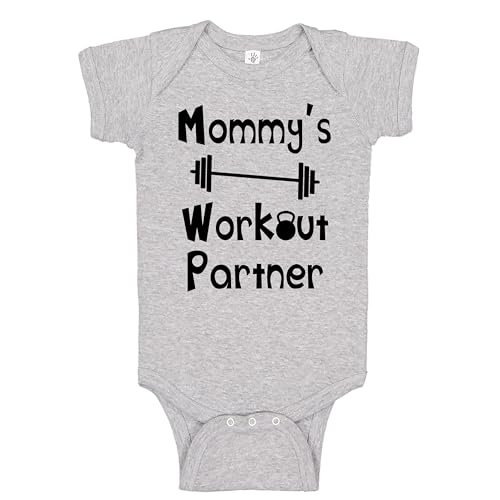Image of Reaxion Handmade Funny Baby Boy Girl Mommy's or Daddy's Workout Partner Bodysuits Clothes
