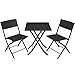 TecTake 800700 Salon de Jardin résine tressée 2 Personnes, 2 Chaises et 1 Table Pliantes - Plusieurs Coloris - (Noir | no. 403196)