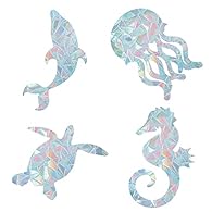 ❤[RAINBOW WINDOW STICKERS]: 16PCS large anti-collision sea animal window decals, include 4 styles, each style 4pcs. Catch the suns rays and turn them into bright rainbows throughout the room. Note that no sunlight is transparent. ❤[NO GLUE DECALS]: T...