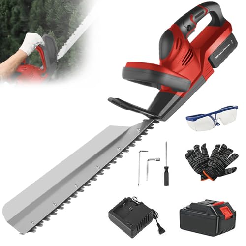 Cortasetos eléctrico inalámbrico, herramienta de jardín de largo alcance con interruptor de seguridad de 3 niveles para arbustos y plantas fronterizas, ideal para jardinería fácil
