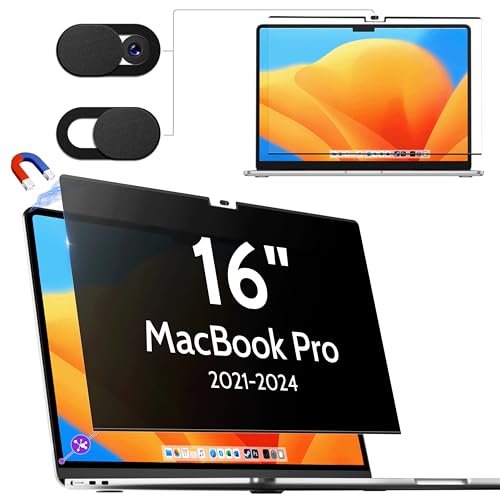 Makinda   Filtro magnético de privacidad para MacBook Pro de 16 pulgadas (2021 2026, M1, M2, M3, M4, M5 Pro/Max), extraíble antiespía y azul luz protección película de pantalla Mac Pro 16,2