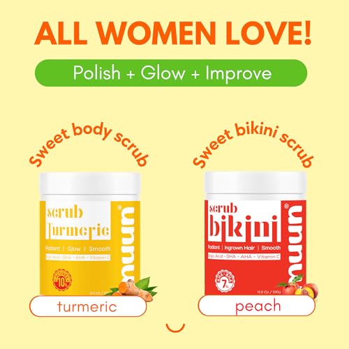 Turmeric Scrub with Kojic Acid AHA/BHA Face &Body - Exfoliator Dark spot Remover- Ingrown Hair Treatment Bikini Area Inner Thighs Armpit Underarm Exfoliating - Thumbnail 6