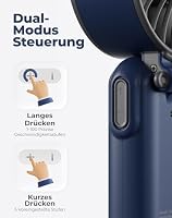 Diveblues Handventilator Tragbarer Turbo-Ventilator mit 100 Stufen und 7,4m/s Starkem Luftstrom, 180° Faltbarer 4-in-1 Mini-Ventilator für Hand, Hals und Tisch, Aufladbar für Sommer, Reise und Outdoor – Ansicht 5