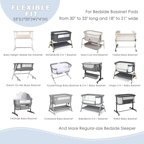 Image of 4 Pack Bassinet Sheets - 33 inchx20 inch Bedside Bassinet Sheets for Baby Delight, Angelbliss, Fodoss & Most Regular Size Bedside Sleeper | Ultra Soft & Skin Friendly Bassinet Fitted Sheets for Boys Girls