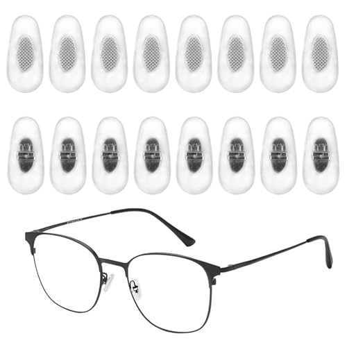 Replacement Nose Pads Compatible with RayBan, Plug in/Push in Glasses Nose Pad for RB6335 RB3549 RB4071 RB6336 and More Eyeglasses, Non Slip for Travel and Daily (Sliver, 16mm) (16 Pcs)