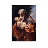 Guido Reni - Póster de obras destacadas de San José con Cristo infantil para obras de arte geniales, arte de pared, impresiones en lienzo para colgar, decoración del hogar, 50 x 75 cm