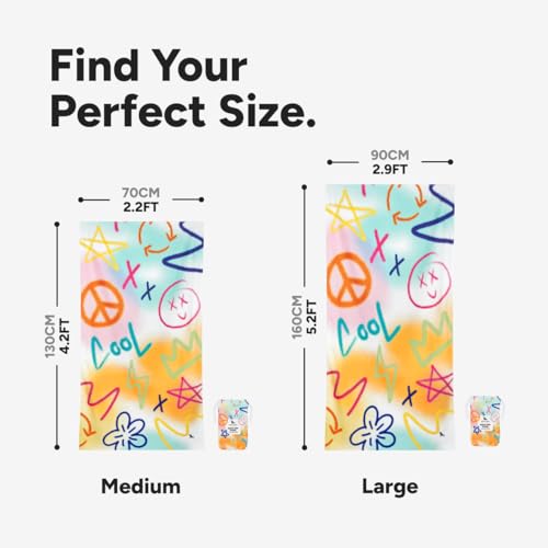 Dock & Bay Beach Towel - Quick Dry, Sand Free - Compact, Lightweight - 100% Recycled - Includes Bag - Sand to Streets - Large (160x90cm, 63x35)