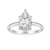 Elspeth 3CT Pear-Shaped Engagement Ring 925 Sterling Silver Hidden Halo Solitaire Cubic Zirconia Wedding Promise Ring for Women Size 6.5